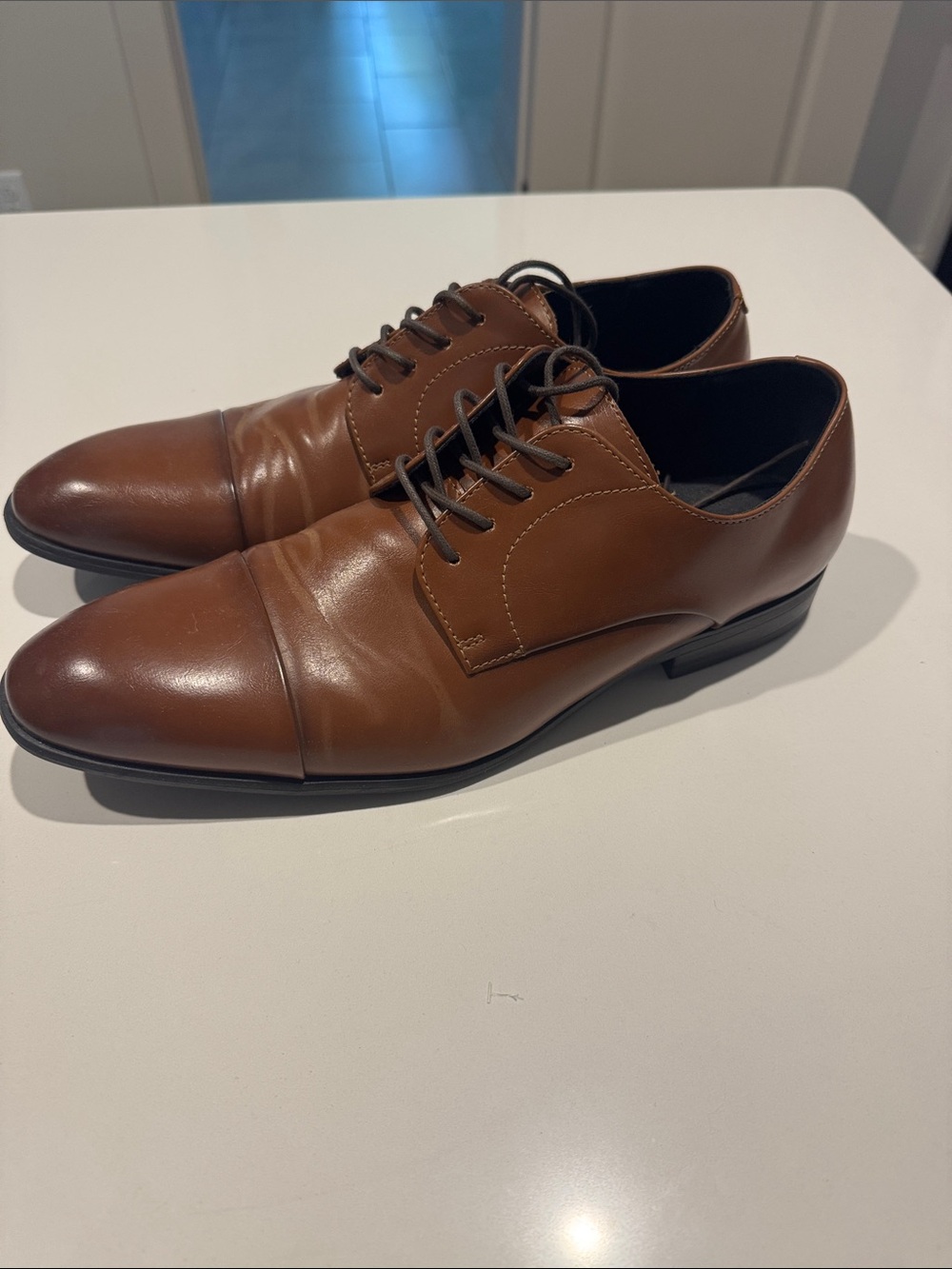 Alfani Brown Leather Derby Shoes - Picture 5 of 6